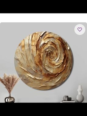 Gold Spiral Textured Round Wall Art - Brand DesignArt
